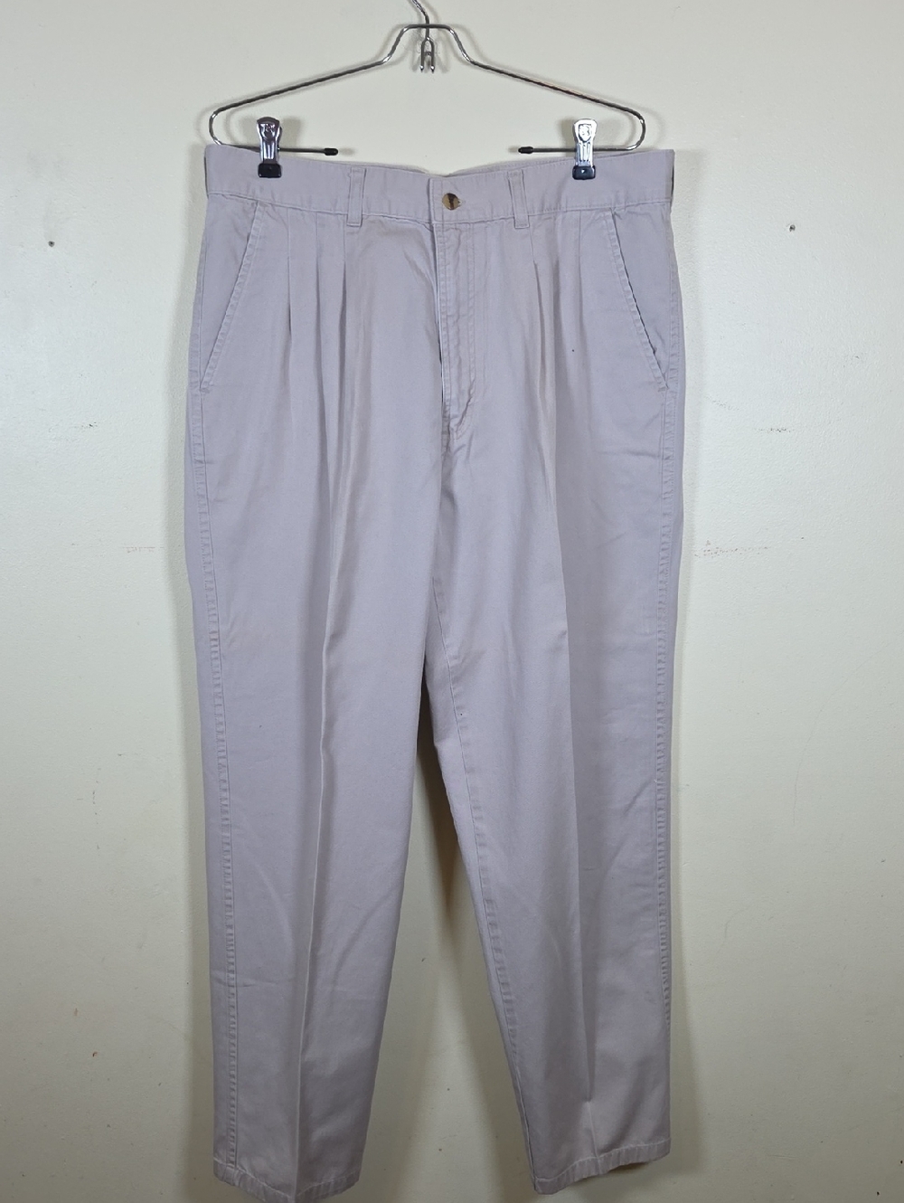 VTG Y2K Bugle Boy Men's Cotton Pleated Front Pants Khaki/Tan • 36x32 READ